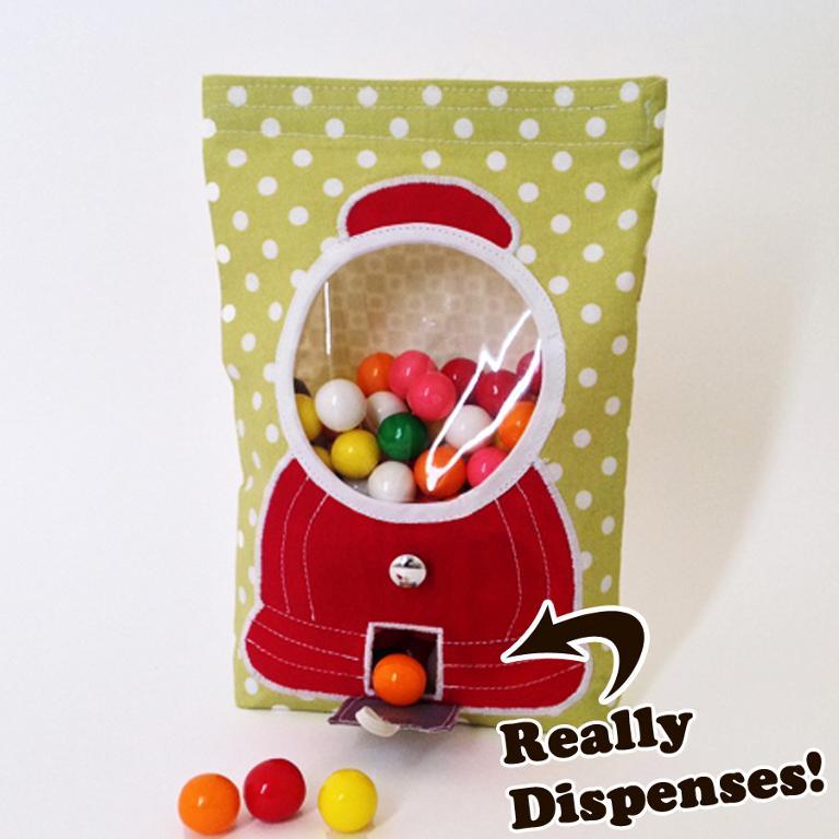 This gumball machine bag is genius! Actually works to dispense treats. Can be changed up to suit different occasions by using different fabrics. I'd love to make some for tables for my wedding. Sewing pattern from Craftsy.