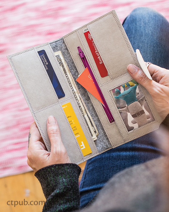 Free sewing pattern and video for how to sew this awesome Kraft Tex wallet.