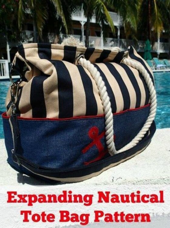 Expanding Nautical Tote Bag FREE sewing pattern Sew Modern Bags