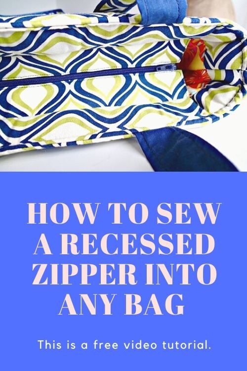 How To Sew a Recessed Zipper In A Tote Bag - AppleGreen Cottage