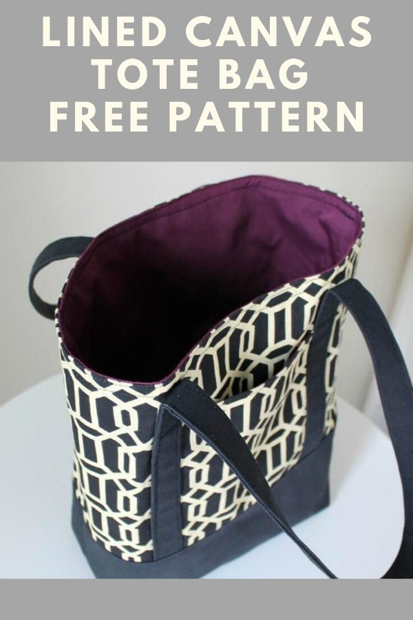 Lined Canvas Tote Bag free sewing pattern - Sew Modern Bags