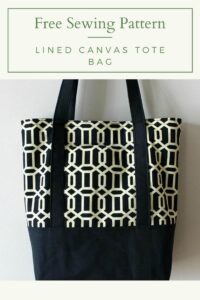 Lined Canvas Tote Bag free sewing pattern - Sew Modern Bags