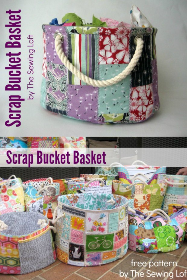 Make this scrap bucket - free pattern