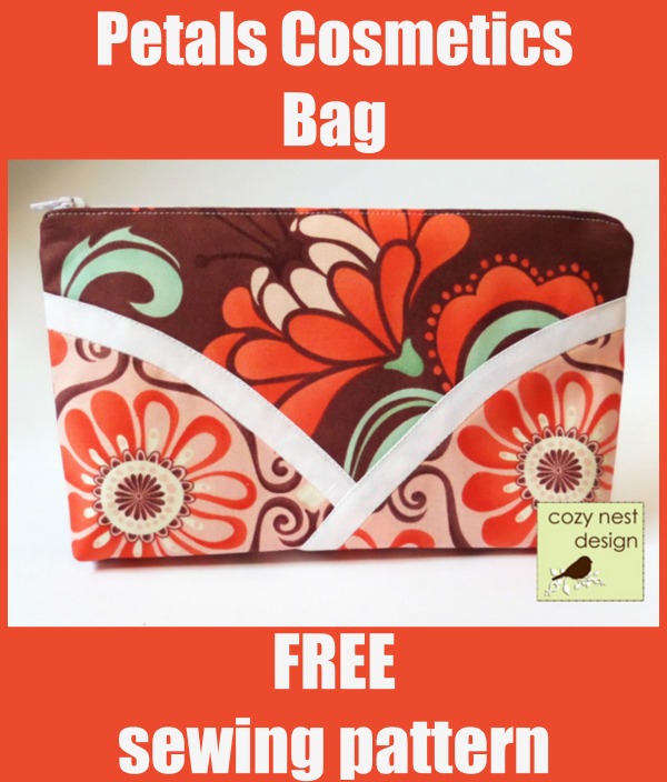 Petals Cosmetics Bag FREE sewing pattern