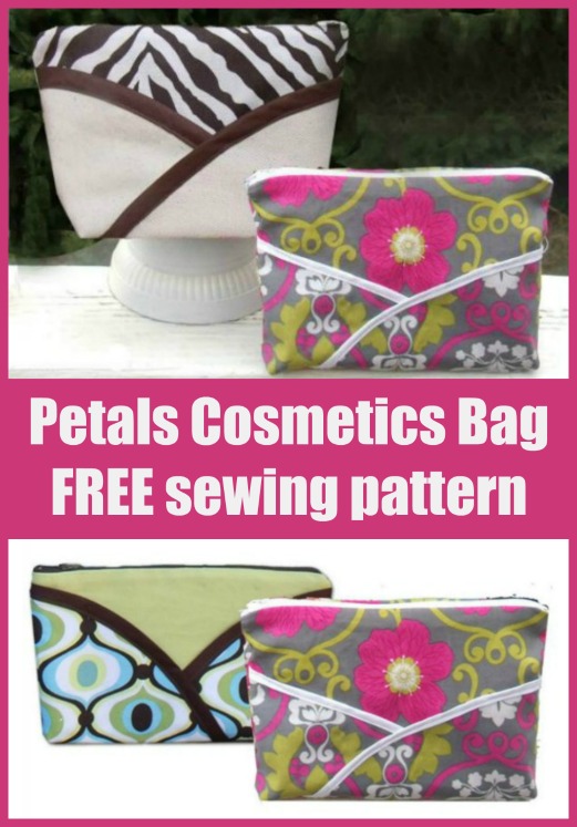 Petals Cosmetics Bag FREE sewing pattern