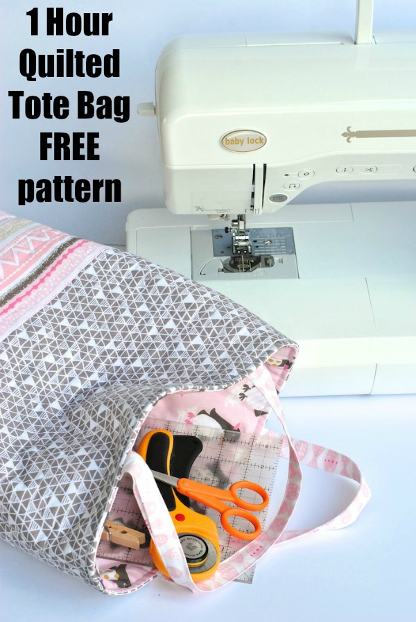 1 Hour Quilted Tote Bag FREE sewing pattern Sew Modern Bags