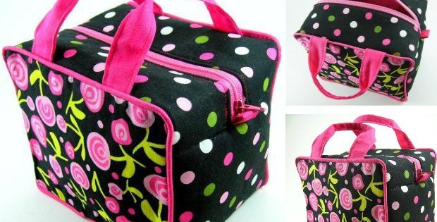 Boxy cosmetics bag sewing pattern. Love the shape and style of this one, with optional piping and handles too. My go-to overnight bag.