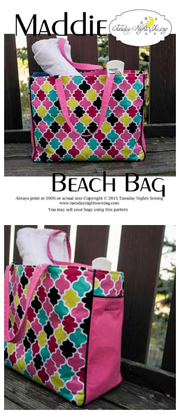 large beach bag with zipper and pockets