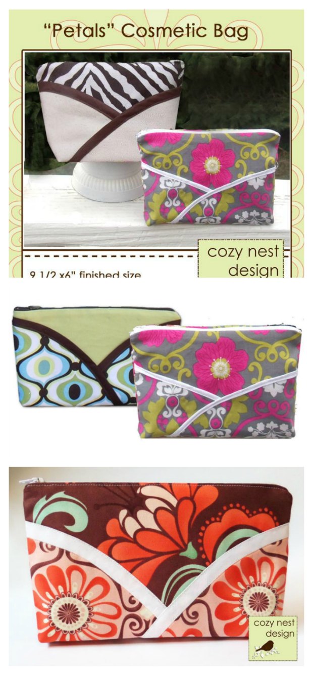 Petal Cosmetics Bag FREE sewing pattern - Sew Modern Bags