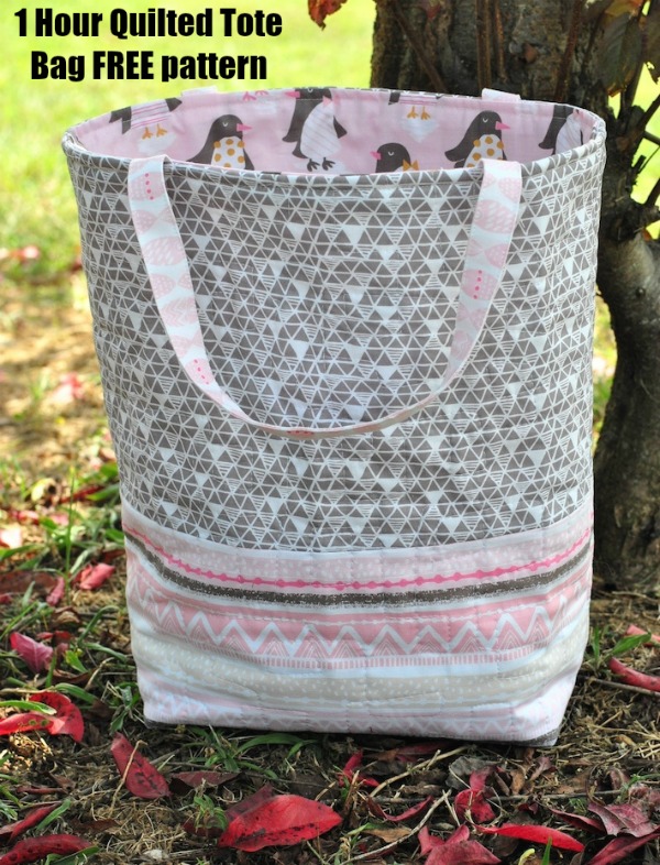 1 Hour Quilted Tote Bag FREE pattern