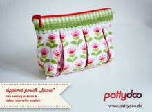 Susie box pleated cosmetics bag. Free sewing pattern and video in English/German for this cute bag. I can't get enough of these !