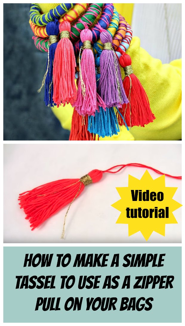 How to make very quick and easy tassels from embroidery floss.  I love to make these for adding to the zipper pulls on my bags and it's SO quick, and I have a new tassel in any color I want to match my bag!