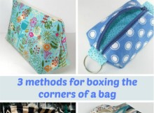 Video tutorial for three different methods you can use to box the corners and create a flat bottom to your bag. I'd never seen method number 3 before but can't wait to try it!