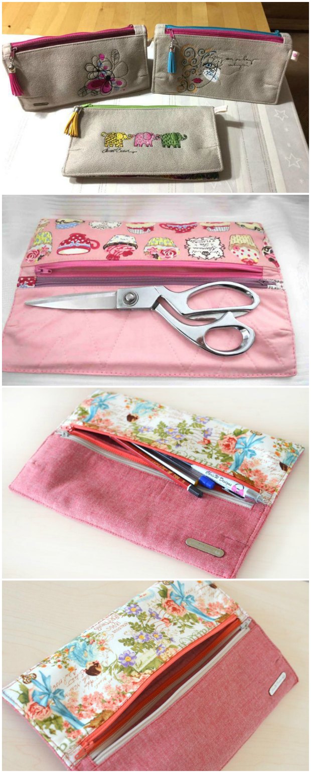 Double Zip Gemini Pouch FREE sewing pattern - Sew Modern Bags