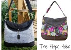 I love the double flap at the top of this Hippo Hobo Bag. Looks really stylish. Bag can be made with leather or faux leather accents or all with fabrics too. Instructions for both.
