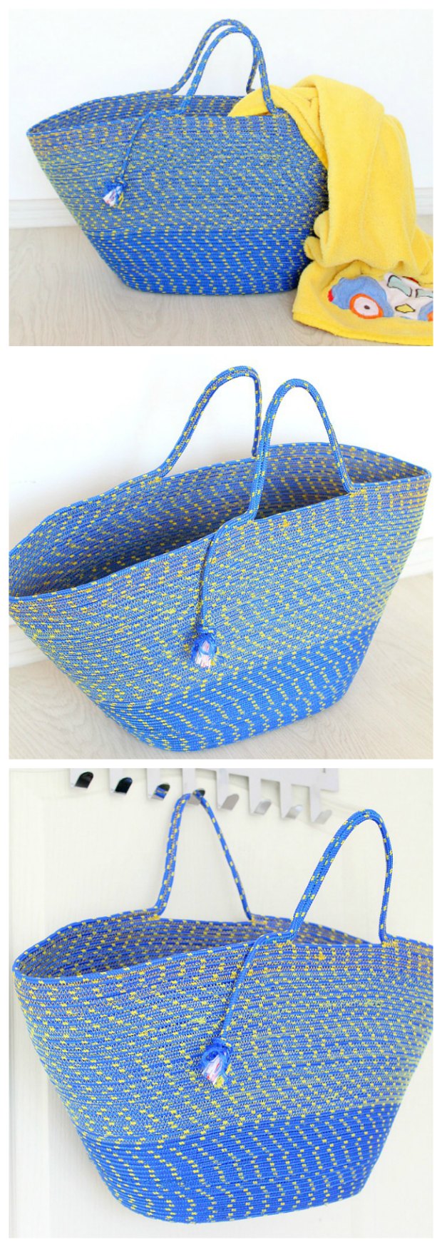 I couldn't believe it when I saw how this bag was made - just from a piece of rope! It's ingenious. Makes great beach and grocery bags. I'm making one for my mom too.