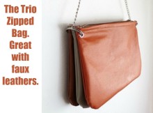 Free sewing pattern for how to make this trio zipped bag. Love to sew with faux leathers, people always admire the bags and want to know where I bought it!