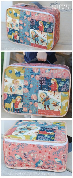 Quilted mini suitcase FREE sewing pattern - Sew Modern Bags
