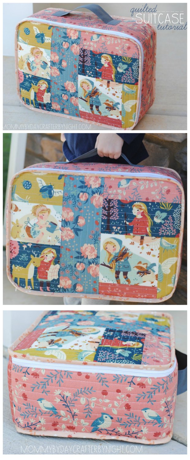 Amazing! Free sewing pattern and full picture tutorial on how to make this cute mini-suitcase. My daughters love them and are happy to carry their own luggage when we go on vacation now. Highly recommended.