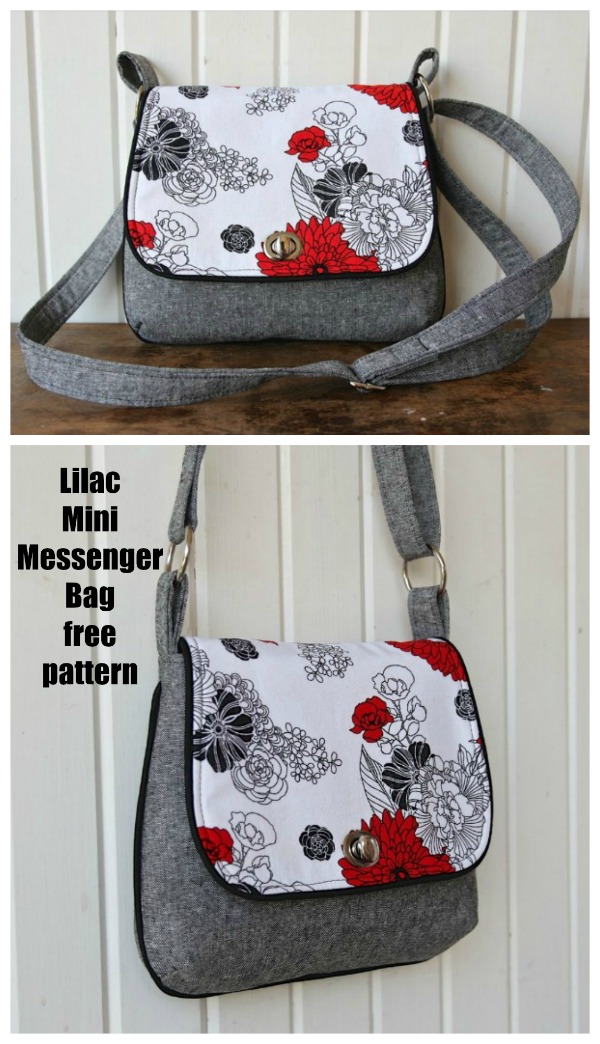 Lilac Mini Messenger Bag FREE sewing pattern Sew Modern Bags