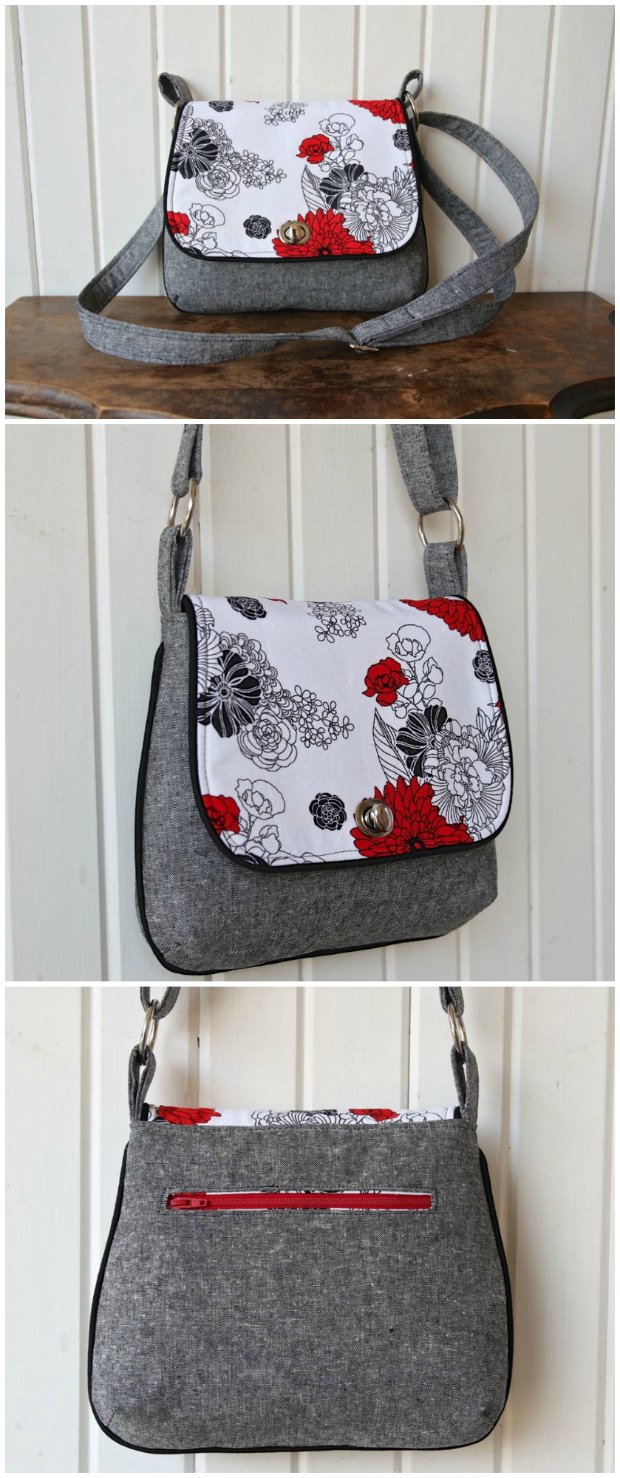 Lilac mini messenger bag - free pattern - Sew Modern Bags