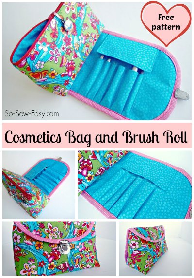 DIY Roll Up Cosmetic Bag Free Sewing Pattern + Video | Fabric Art DIY