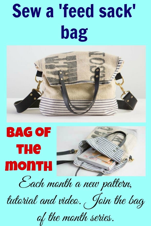 Latest in the Bag of the Month series. Video tutorial - how to sew a vintage style feed sack bag.