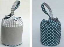 Free sewing pattern and full photo tutorial for this fully-reversible bucket tote bag. I'm making some in nursery fabrics as baby shower gifts - handy and they hang up too.