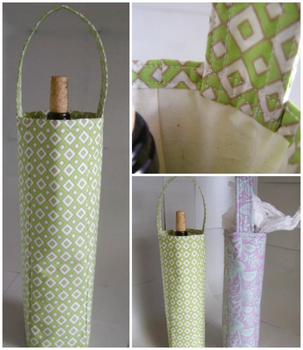 How to sew your own bottle bag. Once the bottle and the bag are empty, these make great bags for storing all your plastic carrier bags too.
