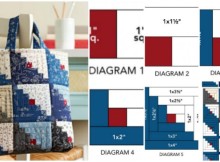 How to make a quick and easy log cabin block tote bag from fabric scraps or charm pack squares.