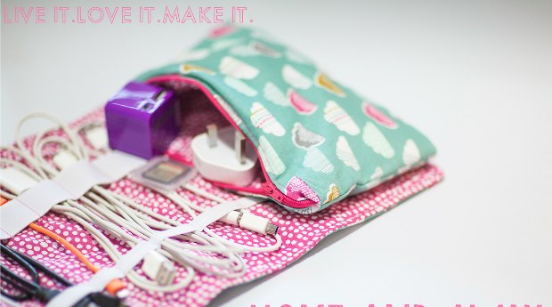DIY Fabric Charger Cord Organizer Free Sewing Patterns