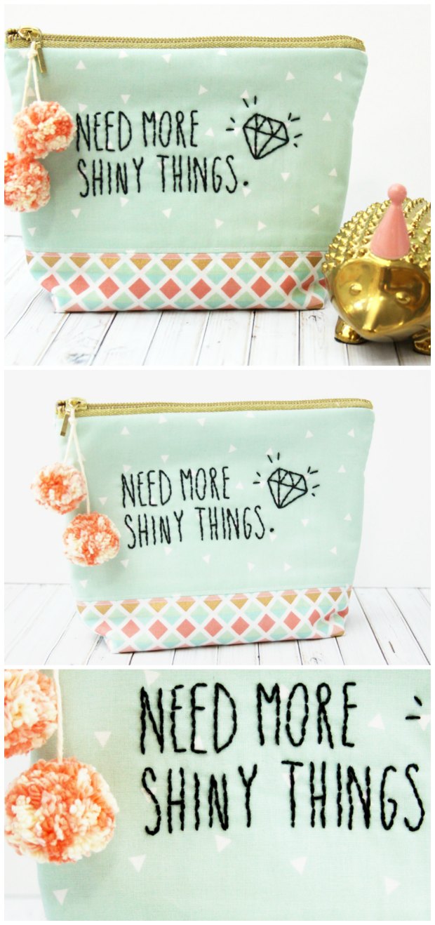 Shiny Things Zipper Pouch FREE sewing pattern