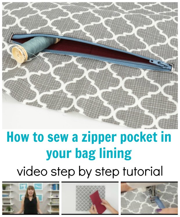 How to add a Zipper Pocket to your Bag Lining - video