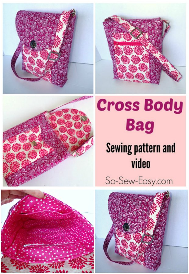 Sewing pattern and how-to video for this cross body bag. Easy to sew, even the zippers are easy on this one!