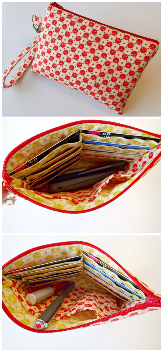 Easy beginner wristlet bag sewing pattern and video.