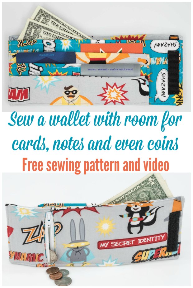 Sew an easy Fabric Wallet FREE sewing video.
