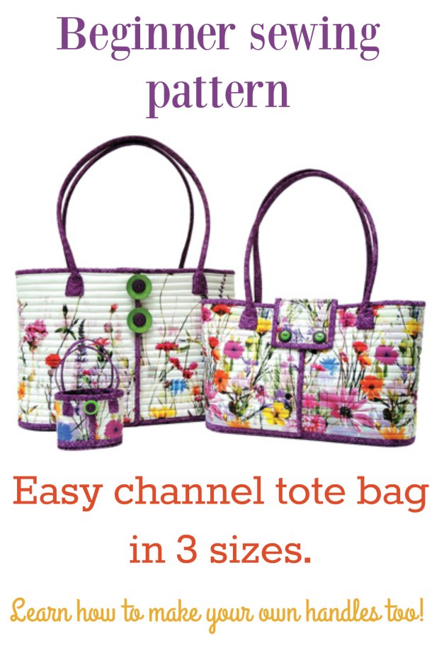 Easy to sew quilted tote bag pattern for beginners. 3 sizes.