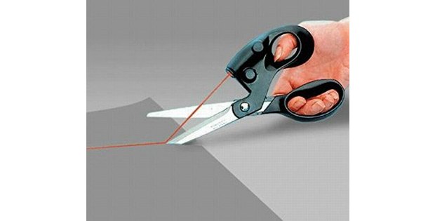Genius idea for quilters, sewers and crafters. Laser scissors help you to always cut the perfect straight line.