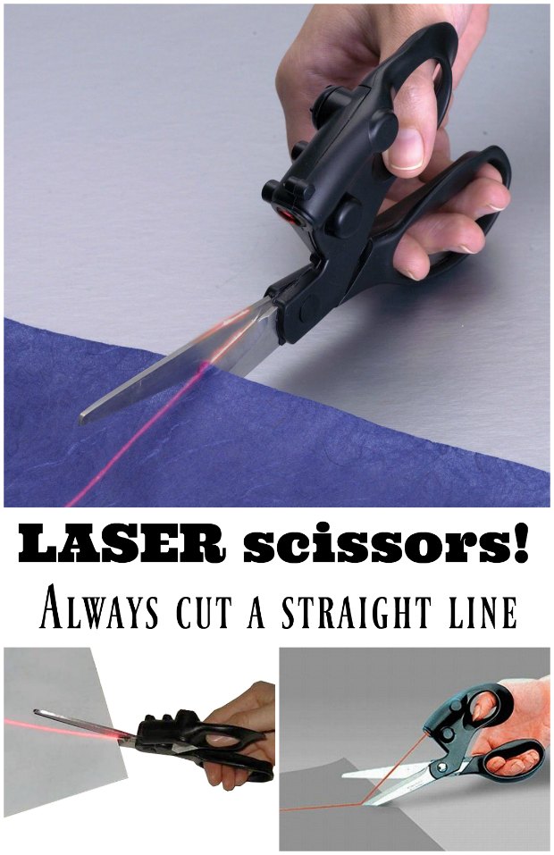 Genius idea for quilters, sewers and crafters. Laser scissors help you to always cut the perfect straight line.