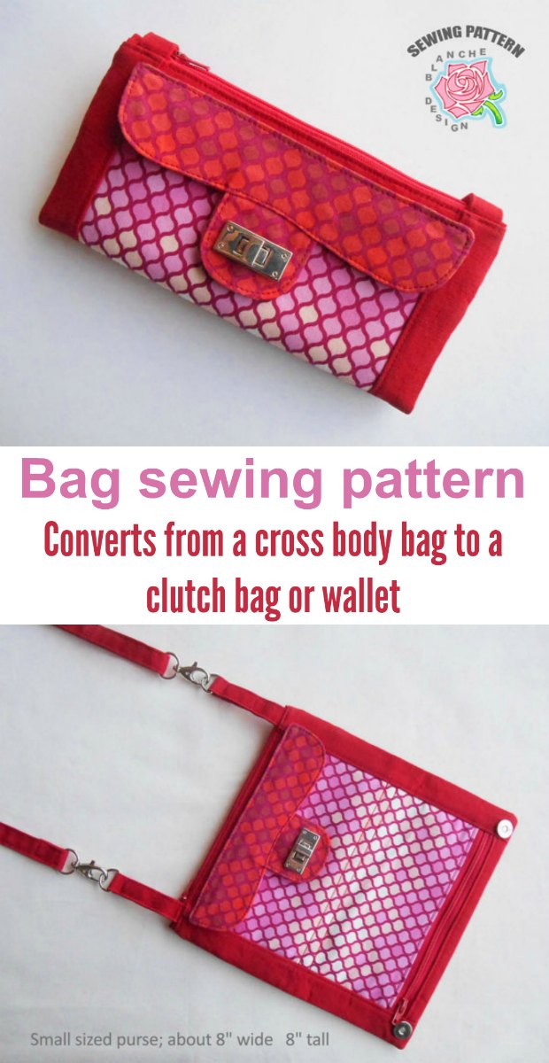 Ingenious! Bag/wallet/purse/clutch sewing pattern that converts from one to the other.