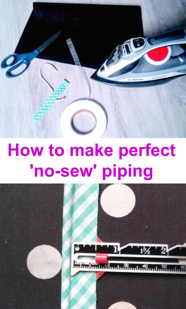 How to make perfect no-sew piping so that your stitches won't show on the finished piping. Ah ha moment!
