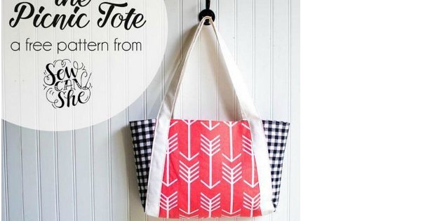 Free tote bag sewing pattern. The Picnic tote bag is ideal for a day out, is easy to sew and this pattern is free to download too. It's a sewing winner!