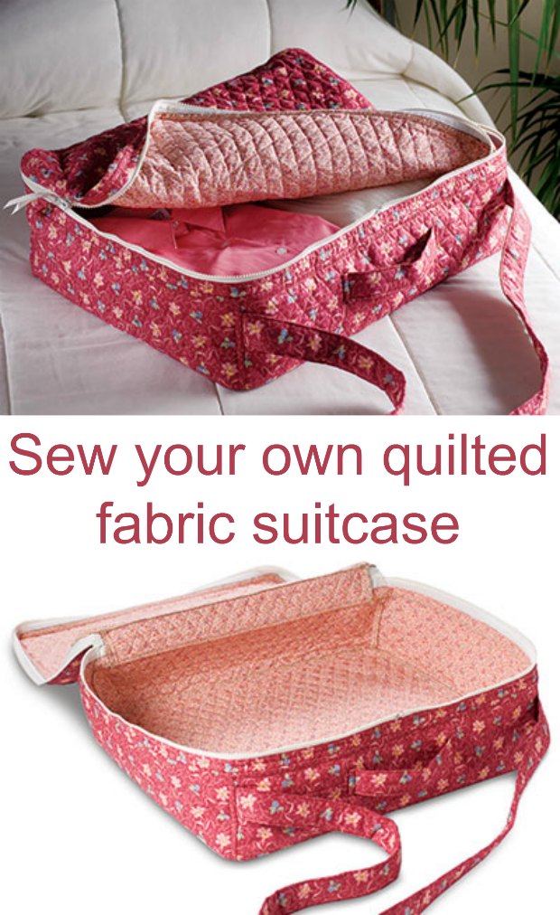 I need this. How to sew your own quilted fabric suitcase shoulder bag. Sewing pattern. Love the double sided quilted fabric used in this bag.