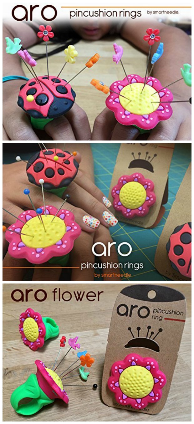 Pincushion ring, literally keeps your pins on hand as you work. Gift ideal for sewers and quilters.