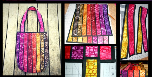 Free pattern and tutorial for a stained glass effect tote bag. This is the perfect bag to take to church.