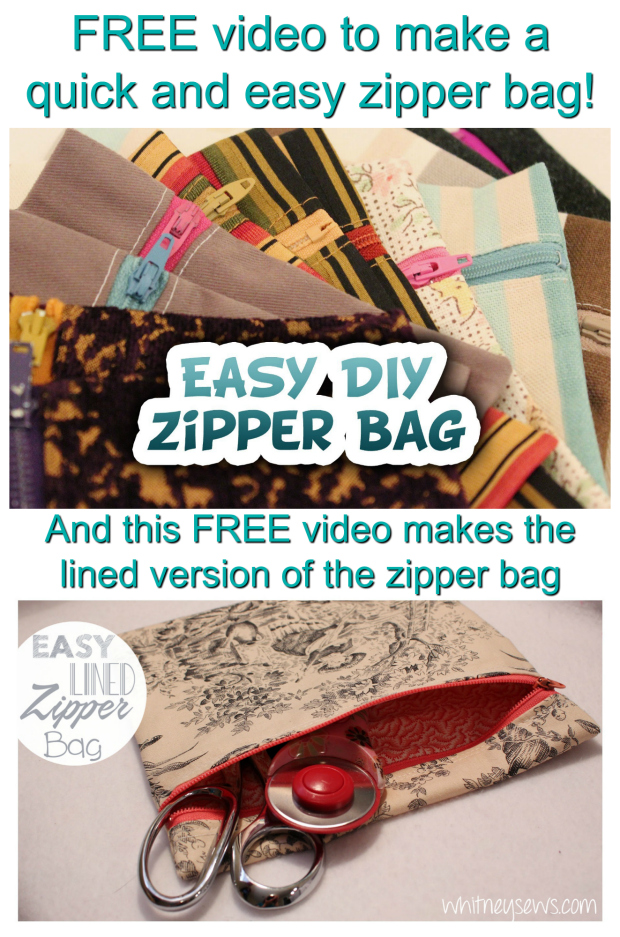 How to Sew a Lined Zipper bag - Easy Zipper bag FREE Tutorial