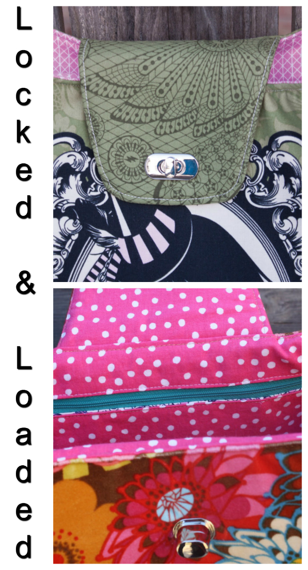 Today we would like to introduce you to The Locked And Loaded bag sewing pattern from Sew Sweetness. This lovely bag is round and large enough for all of your essentials!. The bag features an adjustable strap, inner zippered pocket, and the icing on the cake is the metal twist lock, which is easy to insert with a little dab of fabric glue. You’ll just love the functionality of it.