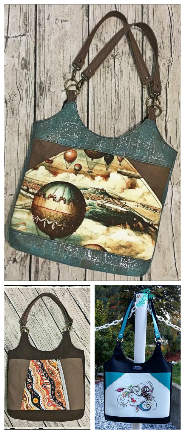 Maija Tote Bag Sewing Pattern. There are two pattern sizes for this Tote Bag. Both versions are perfect for that large print you want to showcase. The patterns are written for quilting weight cotton but can easily be made in other fabrics such as vinyl, decor weight or even cork. 