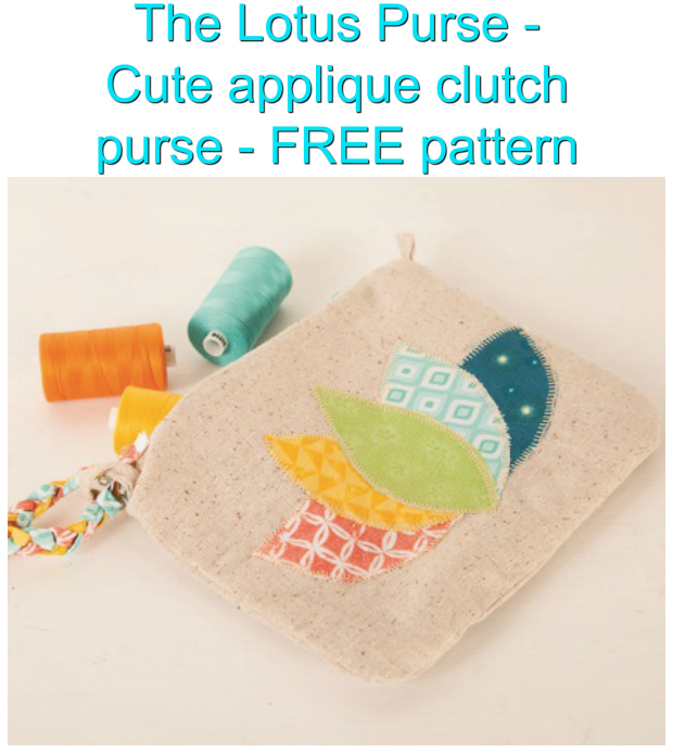 Cute Applique Clutch Purse - The Lotus Purse - FREE sewing pattern