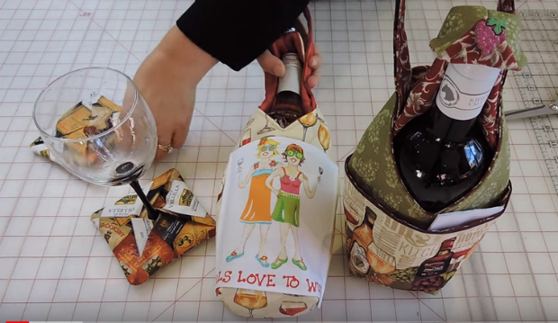 Wine Bottle Bag Video FREE sewing tutorial